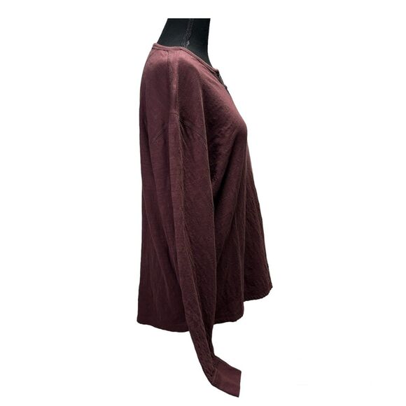 Lucky Brand Henley Long Sleeve Shirt Maroon Cotton Pull Over Men's Size Large - Picture 7 of 12
